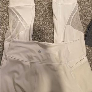 Lululemon size 10 white leggings with mesh